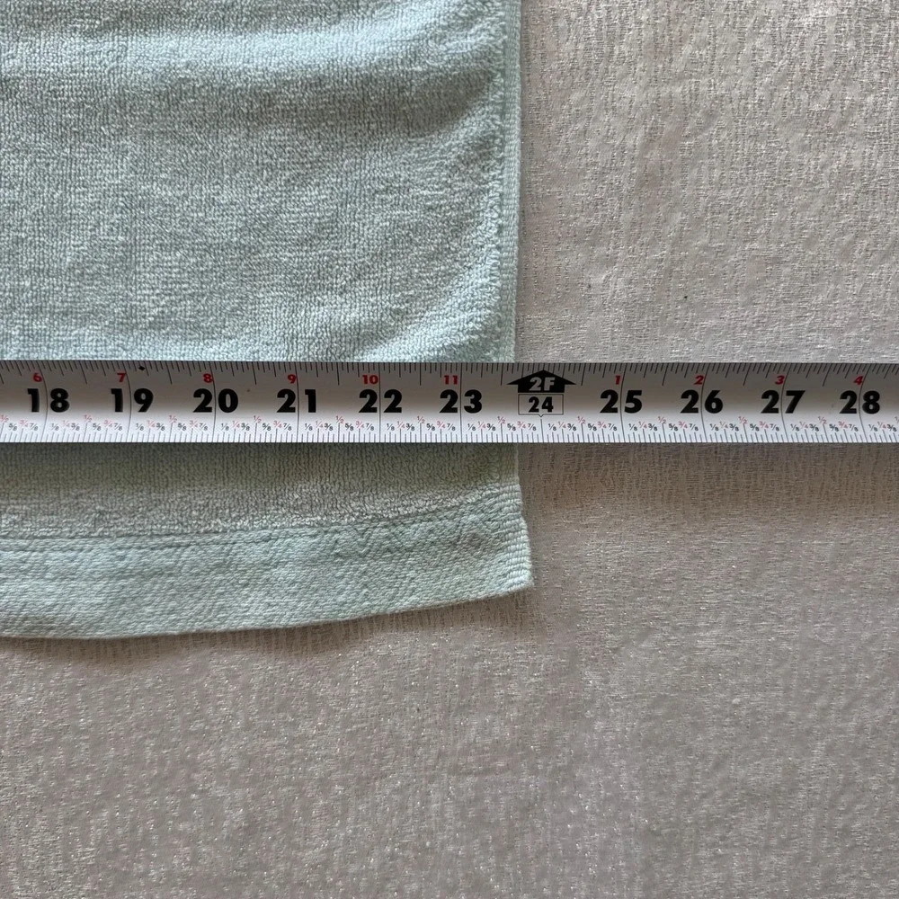 2pc Vintage Blue Bath Towels USA Cotton Stevens Utica Spa Hotel Retro Set